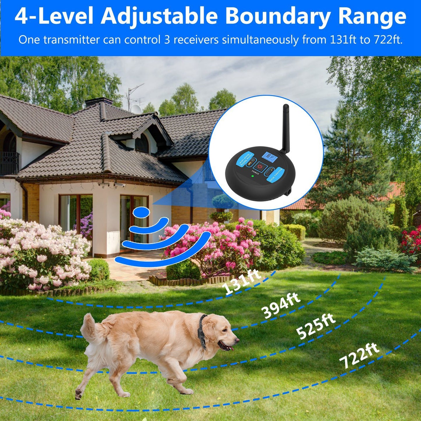 1 ensemble de clôture électrique sans fil pour chiens, système de confinement des chocs pour animaux de compagnie, collier de dressage électrique pour chiens de petite, moyenne et grande taille