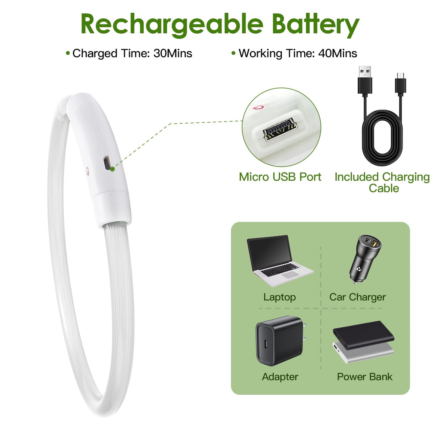 Collier de sécurité LED rechargeable par USB pour chien, éclairage multicolore, longueur découpable, pour petits, moyens et grands chiens, idéal pour les promenades nocturnes.