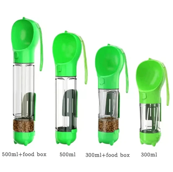Bouteille d'eau et distributeur de nourriture portatif 3-en-1 pour chien
