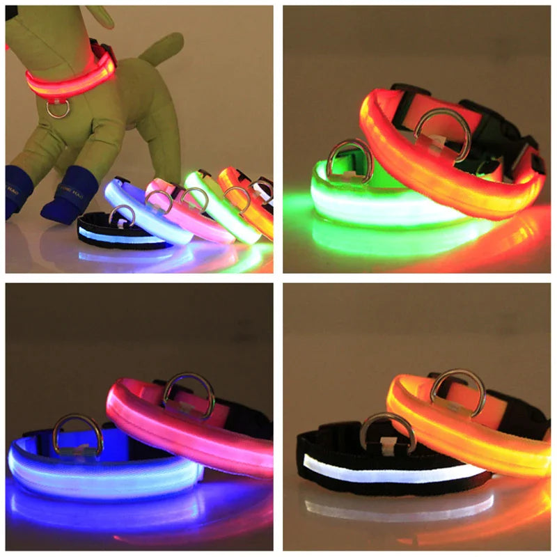 Collier réglable LED pour chien clignotant à lumière clignotante avec sécurité imperméable