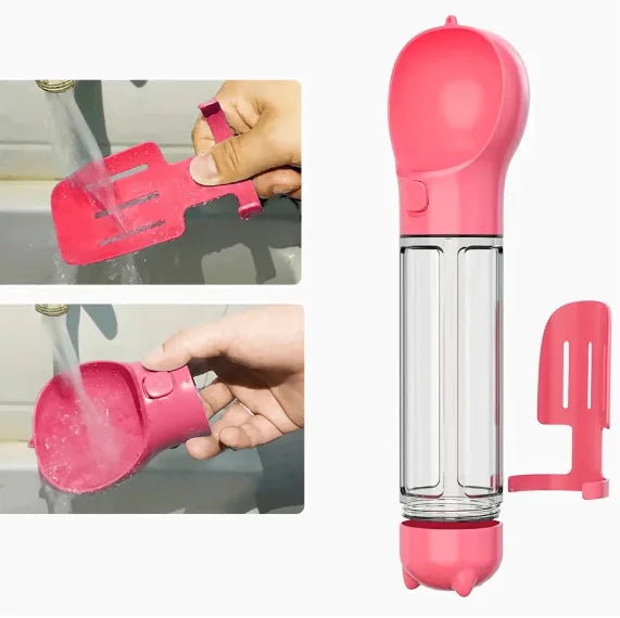 Bouteille d'eau et distributeur de nourriture portatif 3-en-1 pour chien