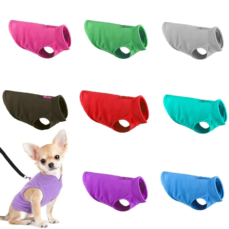 Vêtements Épais pour Chien en Polaire Unie avec Sangle