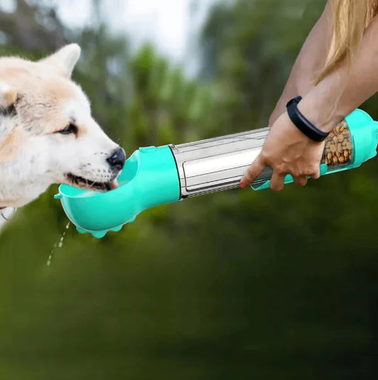 Bouteille d'eau et distributeur de nourriture portatif 3-en-1 pour chien